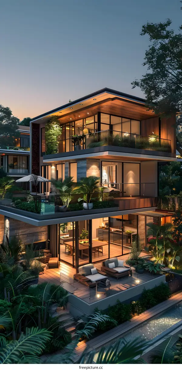 A modern villa in the rainforest