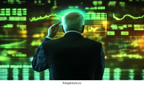 Businessman Analyzing Data on Futuristic Screen