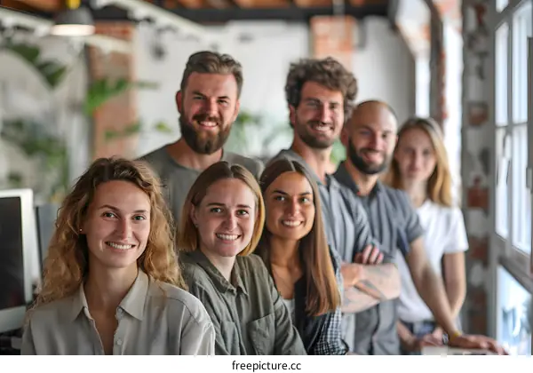 portrait of a group of young professionals smiling at the camera
