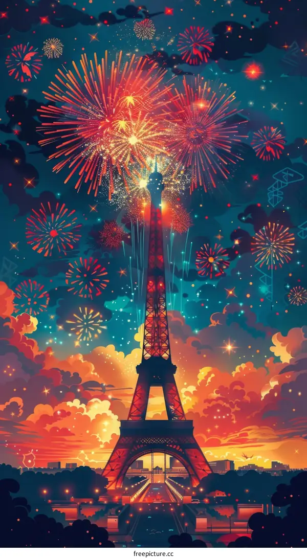 Fireworks Over the Eiffel Tower