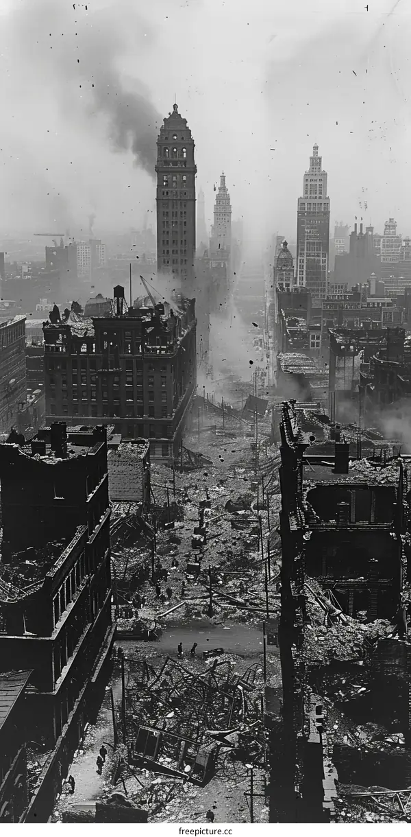 Ruins of the Loop district after the Great Chicago Fire of 1871