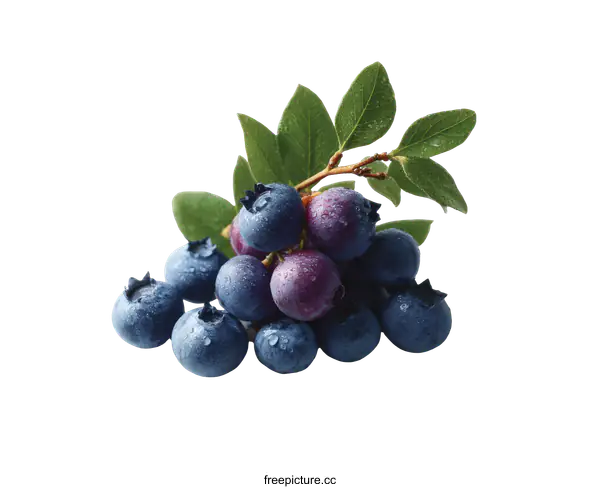 [Transparent Background PNG]Fresh Blueberries with Dew Drops