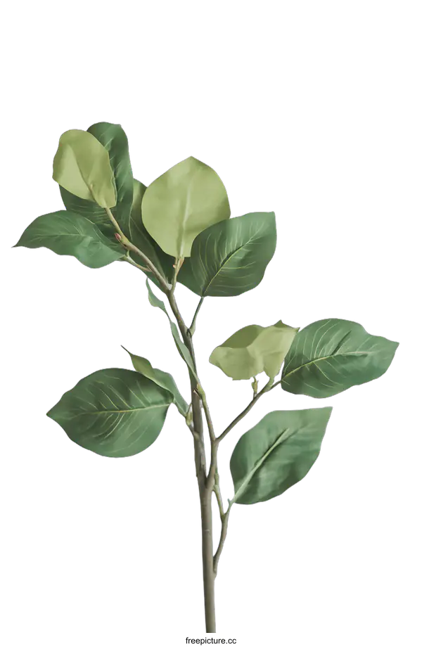 [Transparent Background PNG]Green Leaf Branch on White Background