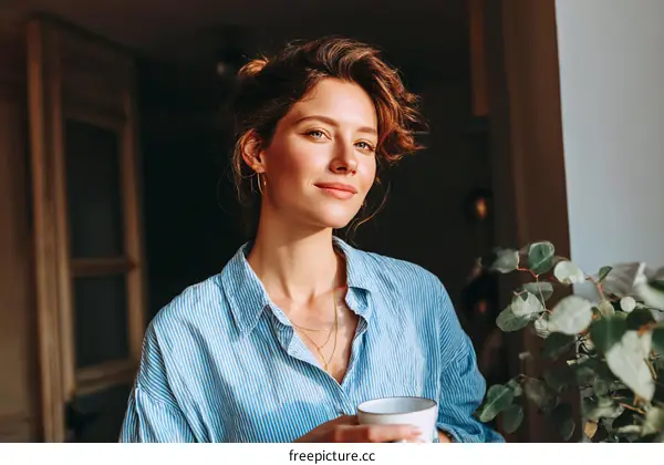 Woman Enjoying a Peaceful Moment by the Window