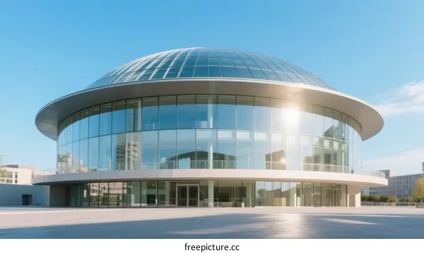 Modern Glass Dome Building with Large Transparent Windows