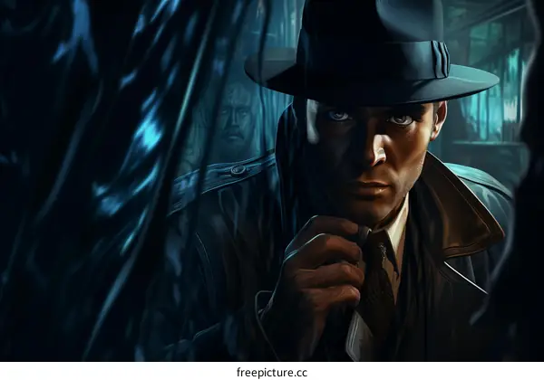 Man in hat looking through Venetian blinds