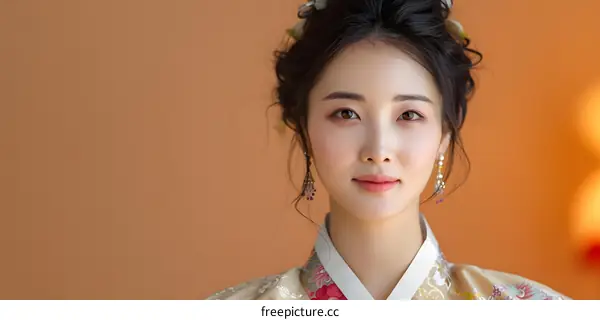 Portrait of a young Korean woman in hanbok