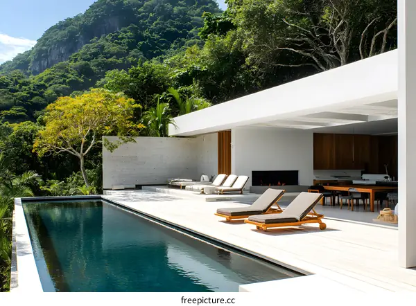 Modern Minimalist House with Pool and Mountain View