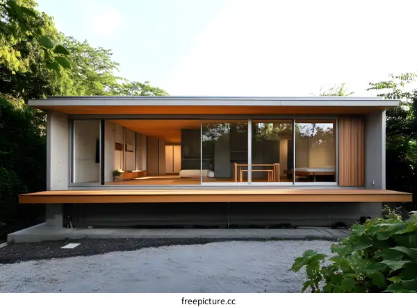 Modern Minimalist Japanese Style House with Wooden Deck