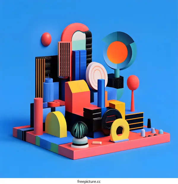 Abstract Geometric Shapes Cityscape Illustration