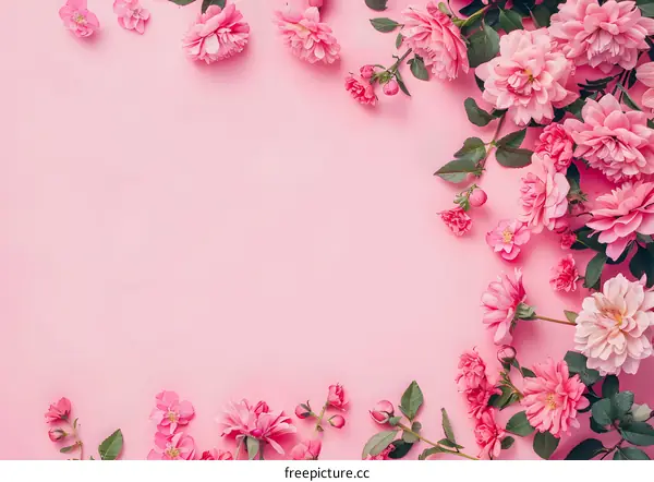 Pink Flowers on a Light Pink Background