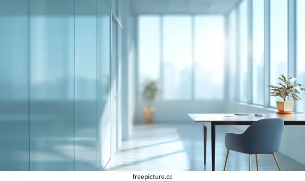 Modern Office Interior with Large Windows
