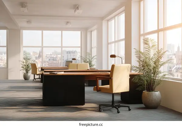 Modern Open Plan Office with City View