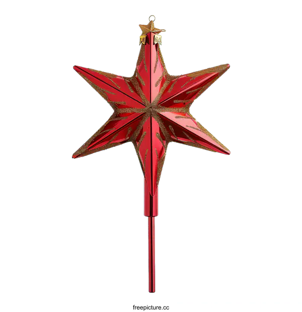 [Transparent Background PNG]Red Christmas Tree Topper Star Decoration