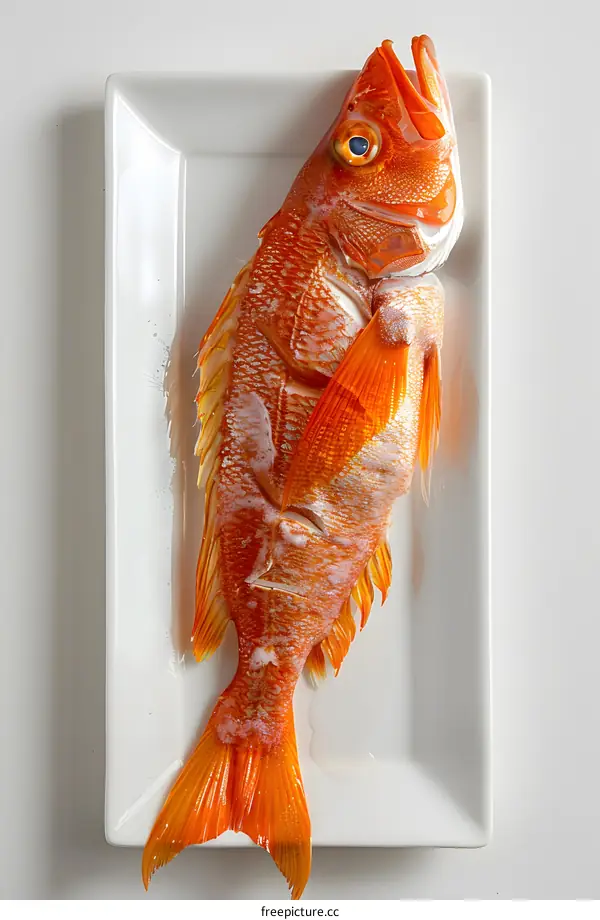 Whole Red Snapper on White Plate