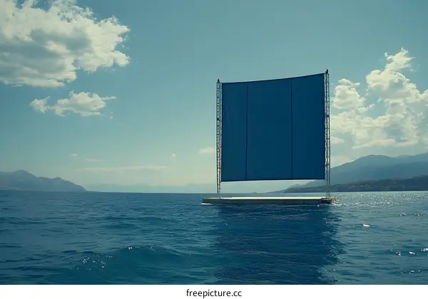 Blue Screen Floating in the Ocean