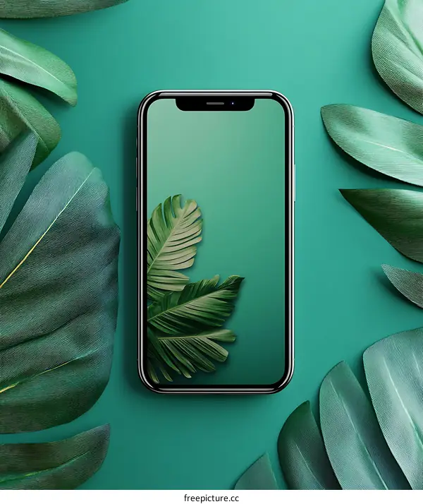 Green Leaves Phone Mockup Background