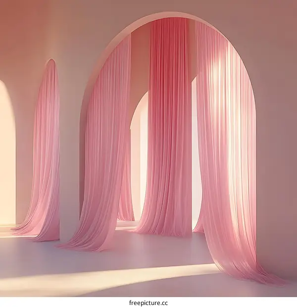 Pink Archway with Sheer Curtains Interior Design