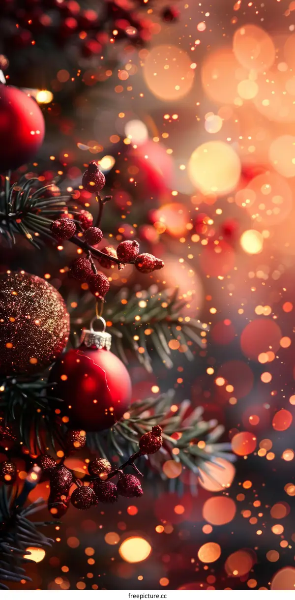 Christmas Tree with Red and Gold Ornaments