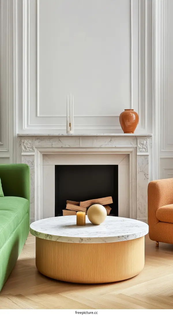 Modern Living Room Coffee Table with Marble Top