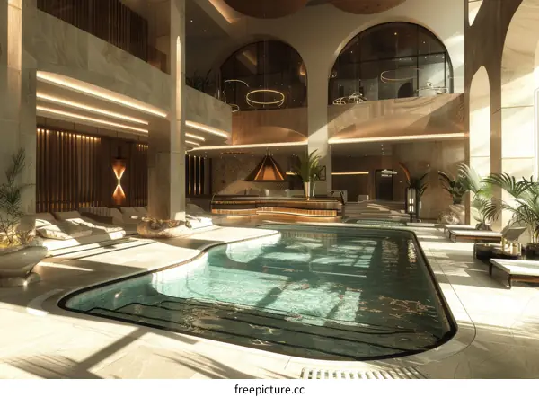 Modern Spa Pool Interior Design Illustration