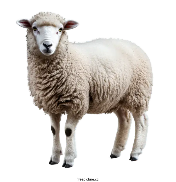 [Transparent Background PNG]Full Body Shot of a Sheep against White Background