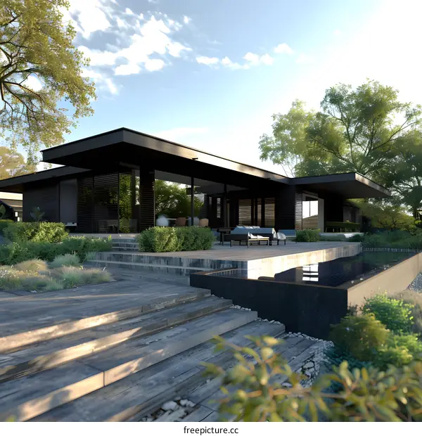 Modern Architecture Design House with Pool and Garden