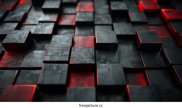 Abstract Black and Red Cube 3D Background