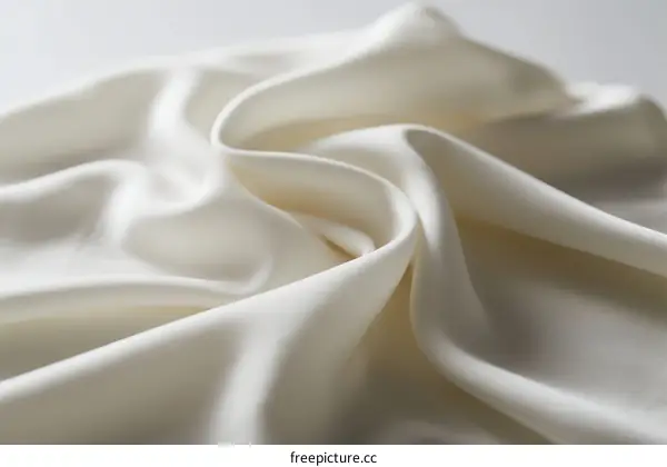 Elegant White Silk Fabric with Soft Wrinkles and Smooth Texture