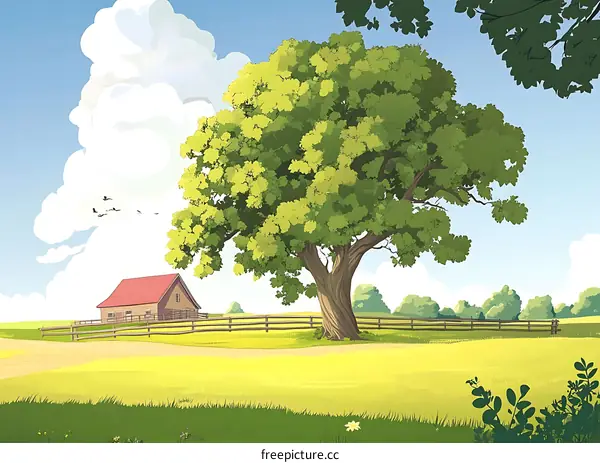 Summer Day in the Countryside Illustration