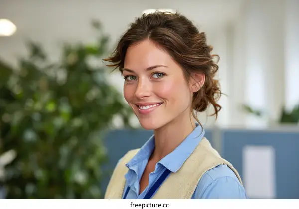 Smiling Business Woman Portrait in Office