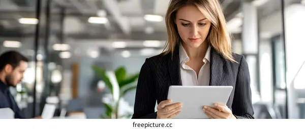 Businesswoman Using Tablet in Office
