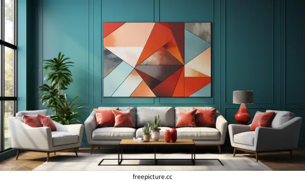 Modern Living Room Interior Design with Abstract Art