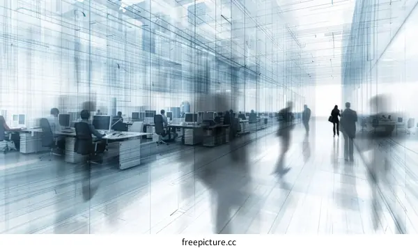 Business people walking in a modern office building