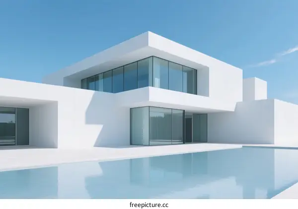 Modern White Contemporary House with Swimming Pool