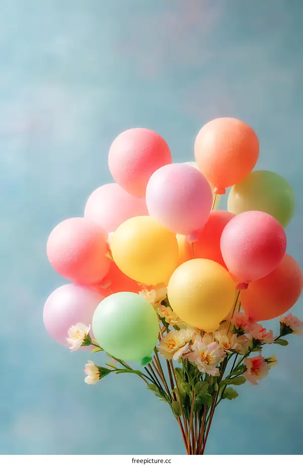 Colorful Balloons and Flowers Festive Arrangement