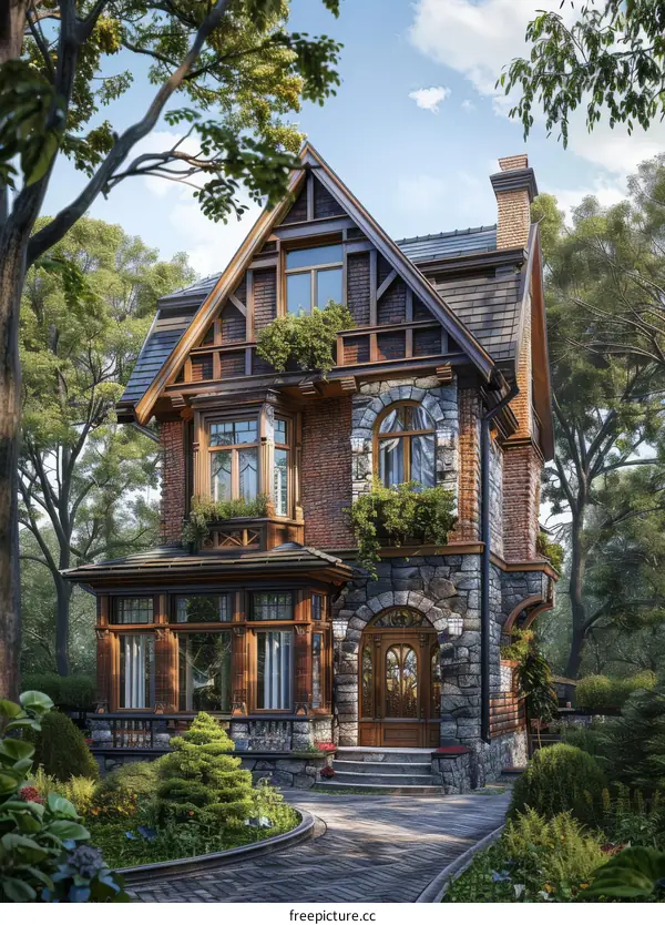 Elegant Rustic House in a Lush Garden