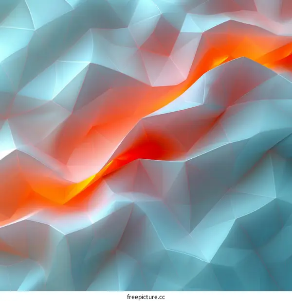 Blue and orange 3D rendering of a mountain range