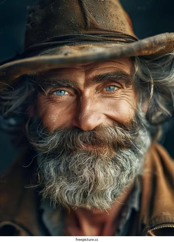 Close Up Portrait of a Senior Man with a Long Grey Beard