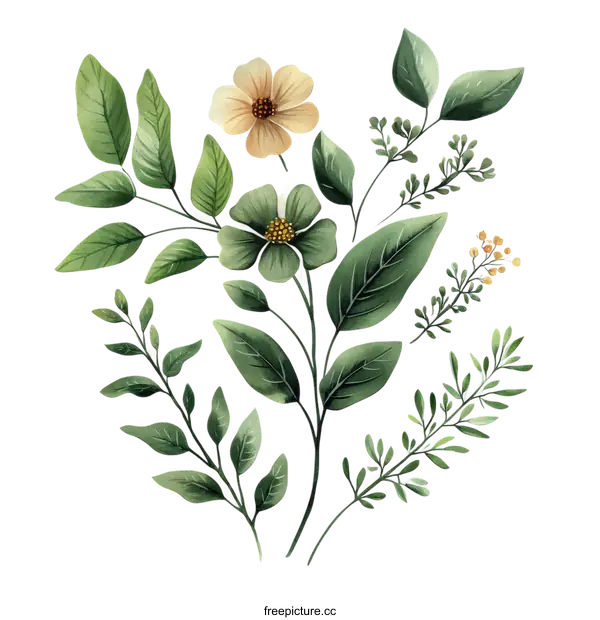 [Transparent Background PNG]Botanical Floral Arrangement Illustration