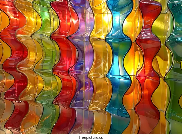 Colorful plastic wavy wall