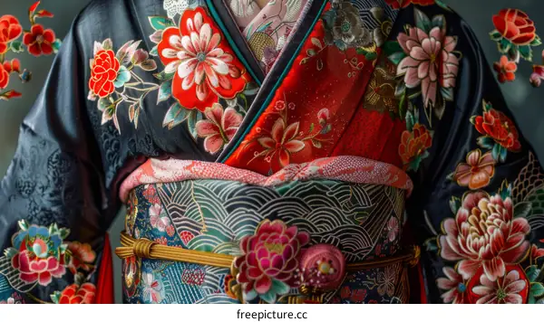Japanese Geisha in Traditional Kimono
