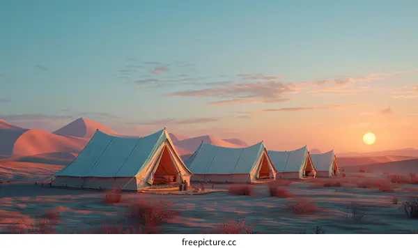 Luxury Tents in the Desert at Sunset