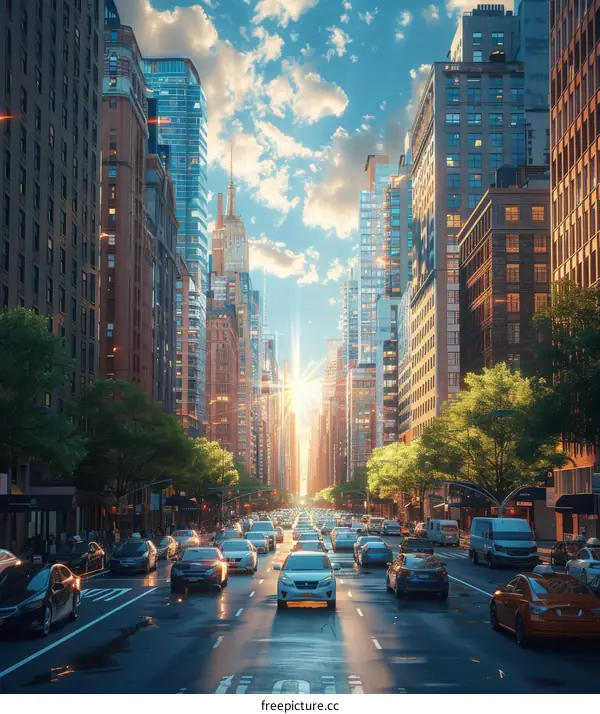 A Stunning Illustration of a Busy City Street