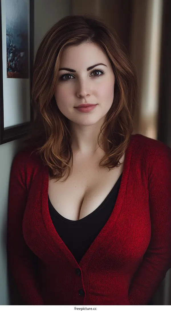 Woman in a Red Cardigan Portrait