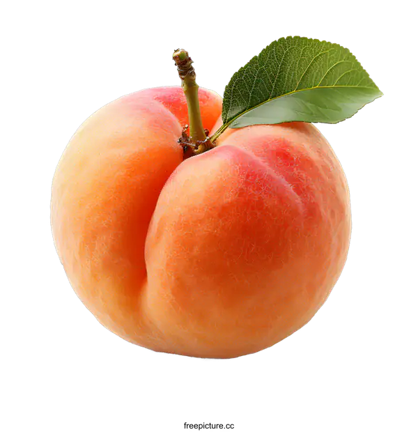 [Transparent Background PNG]Ripe Apricot with Leaf