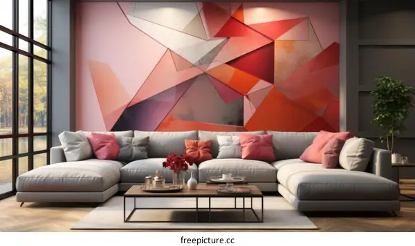 Modern geometric abstract art painting for living room