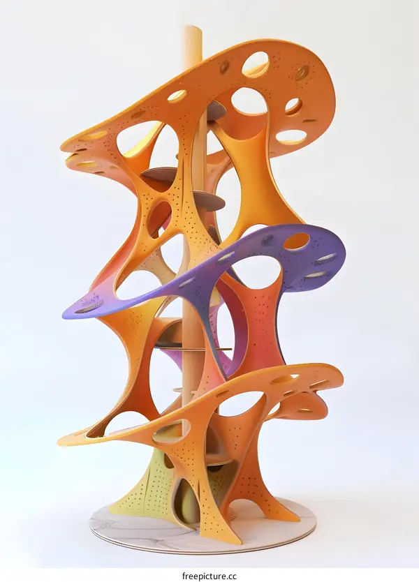 Abstract Colorful Wooden Structure Model
