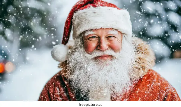Santa Claus in Snowfall Festive Season