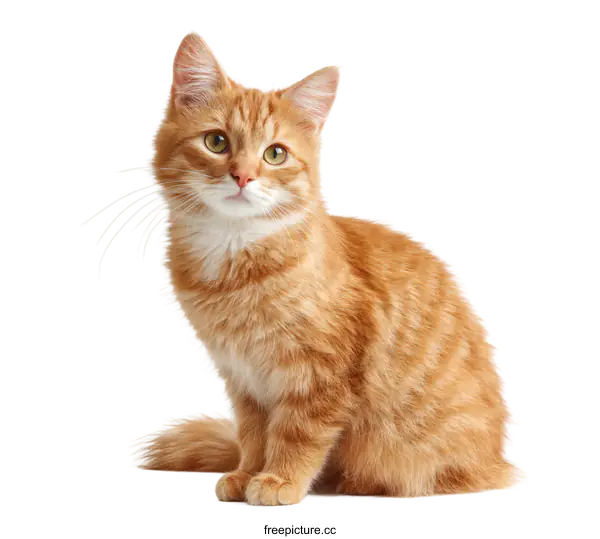 [Transparent Background PNG]Orange Tabby Cat Portrait Against White Background